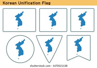 Korean Unification flag. Flag icon set of six different shapes. Vector Illustration.