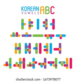 Korean vector alphabet set.Hangul vowels in flat style.