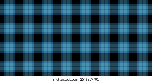 Korean vector texture textile, plain plaid fabric background. Woven pattern seamless check tartan in cyan and dark colors palette.