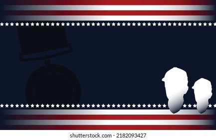 Korean War Veterans with silhouette veterans, medal and Copy Space Area. Suitable to place on content with that theme