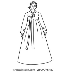 Mulher coreana vestindo hanbok, roupas tradicionais coreanas