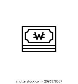 korean won banknotes,  cash and money icons. financial and banking infographic elements and symbols for web design
