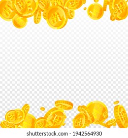 Korean won coins falling. Actual scattered WON coins. Korea money. Original jackpot, wealth or success concept. Vector illustration.