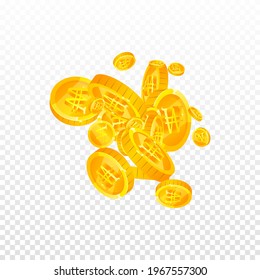Caen monedas de won coreanos. Alcanzando monedas WON dispersas. Dinero coreano. Depósito, riqueza o concepto de éxito. Ilustración vectorial.