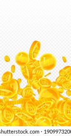 Korean won coins falling. Fresh scattered WON coins. Korea money. Lovely jackpot, wealth or success concept. Vector illustration.