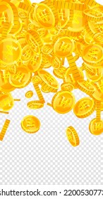 Korean won coins falling. Scattered gold WON coins. Korea money. Great business success concept. Vector illustration.