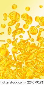 Caen monedas de won coreanos. El oro esparcido ganó las monedas. Dinero coreano. Gran concepto de éxito empresarial. Ilustración vectorial.