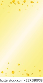 Korean won coins falling. Scattered gold WON coins. Korea money. Jackpot wealth or success concept. Vector illustration.