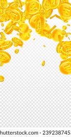 Korean won coins falling. Scattered gold WON coins. Korea money. Jackpot wealth or success concept. Vector illustration.