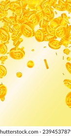 Koreanische Won-Münzen fallen. Geschlagene goldene WON-Münzen. Korea Geld. Weltweites Konzept der Finanzkrise. Vektorgrafik.