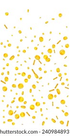 Koreanische Won-Münzen fallen. Geschlagene goldene WON-Münzen. Korea Geld. Großartiges Erfolgskonzept für Unternehmen. Vektorgrafik.
