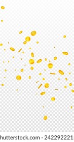 Korean won coins falling. Scattered gold WON coins. Korea money. Great business success concept. Vector illustration.