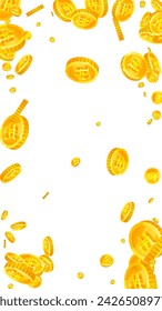 Korean won coins falling. Scattered gold WON coins. Korea money. Great business success concept. Vector illustration.