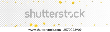 Korean won coins falling. Scattered gold WON coins. Korea money. Great business success concept. Panoramic vector illustration.