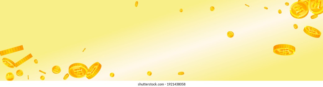 Caen monedas de won coreanos. Espléndidas monedas WON dispersas. Dinero coreano. Pozo pozo, riqueza o concepto de éxito. Ilustración vectorial.