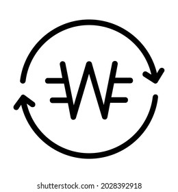 Korean Won Conversion or Exchange Icon
