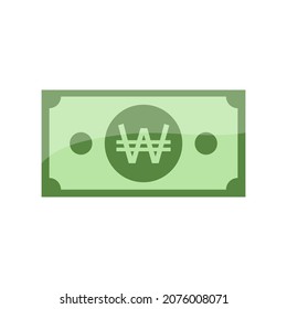 Korean won currency symbol banknote icon.