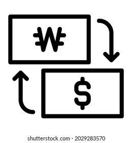 Korean Won Exchange to Dollar Icon