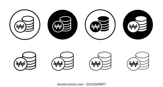 Korean won icon Black and white outline vector