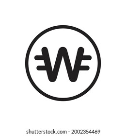 Korean Won icon design isolated on white background. 