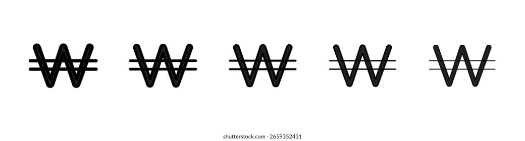 Icono de won coreano llenó el concepto de letrero plano para el Diseño web.