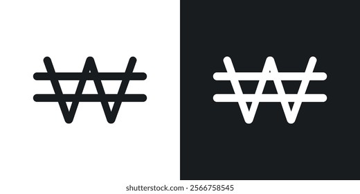 Korean won icons in Thin line black color. flat simple vector symbols illustration.
