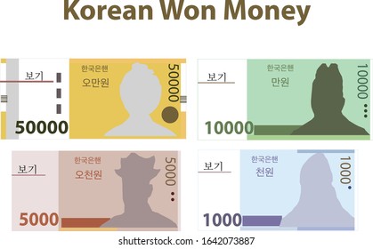 Korean Won Money Flat Design