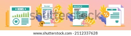 Korean Won Receipt and Documents Illustration