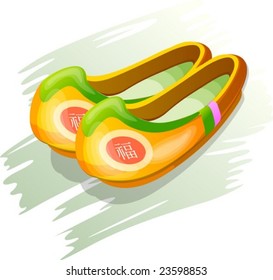 Korean Yellow Rubber Shoes isolated on white background : vector illustration