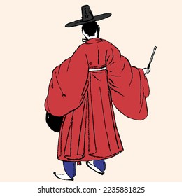 historieta coreana personaje tradicional de disfraces aristocrático minhwa shin yun bok