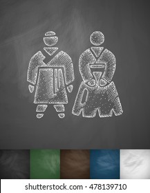Koreans icon. Hand drawn vector illustration
