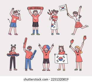 Korea's soccer cheering team Red Devils supporters. A collection of avatars in different styles.