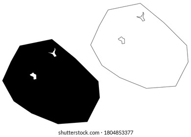 Korhogo City (Ivory Coast, Republic of Cote d'Ivoire, Savanes District) map vector illustration, scribble sketch City of Korhogo map
