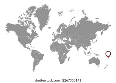 Koro Sea on the world map. Vector illustration.
