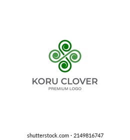 Koru Fern, Green Clover Logo Vector Template