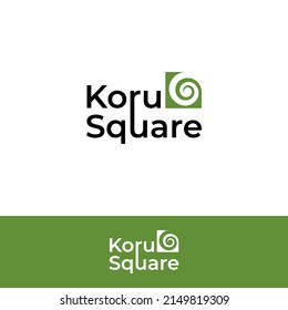 Koru Fern square logo vector template