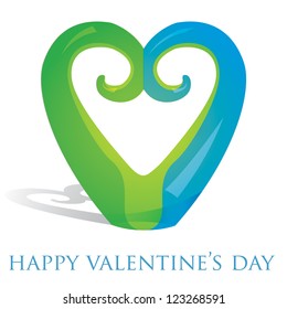 Koru Heart Ornament Valentine's Day Card In Vector Format.