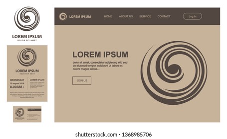 
Koru, Maori symbol is a spiral shape based on silver fern frond, vector business set templates