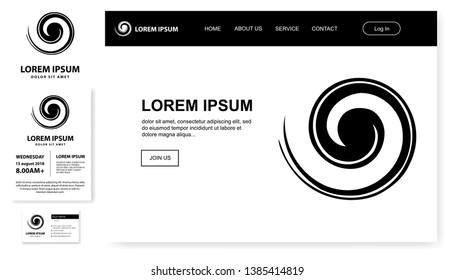 
Koru, Maori symbol is a spiral shape based on silver fern frond, vector business set templates