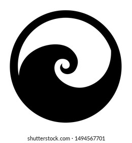 Koru spiral icon in black stylised maori tribal tattoo New Zealand Kiwiana style logo