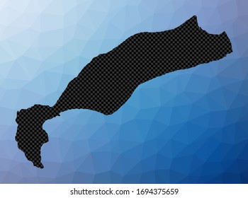 Kos geometric map. Stencil shape of Kos in low poly style. Creative island vector illustration.