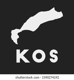 Kos icon. Island map on dark background. Stylish Kos map with island name. Vector illustration.