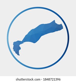 Kos icon. Polygonal map of the island in a gradient ring. Round low poly Kos sign. Vector illustration.