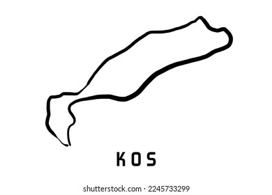 Kos island map in Greece. Simple outline. Vector hand drawn simplified style map.