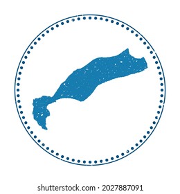 Kos sticker. Travel rubber stamp with map of island, vector illustration. Can be used as insignia, logotype, label, sticker or badge of Kos.