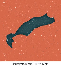 Kos vintage map. Grunge map of the island with distressed texture. Kos poster. Vector illustration.