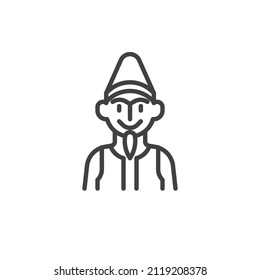 Kosa man line icon. linear style sign for mobile concept and web design. Novruz holiday character Kosa outline vector icon. Symbol, logo illustration. Vector graphics