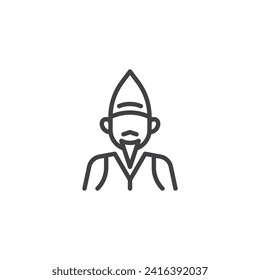 Kosa Man line icon. linear style sign for mobile concept and web design. Novruz holiday character Kosa outline vector icon. Symbol, logo illustration. Vector graphics