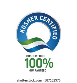 Kosher Certified Blue Ribbon Label Logo Icon