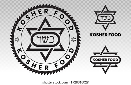 Kosher certified food sticker label flat icon for apps or websites